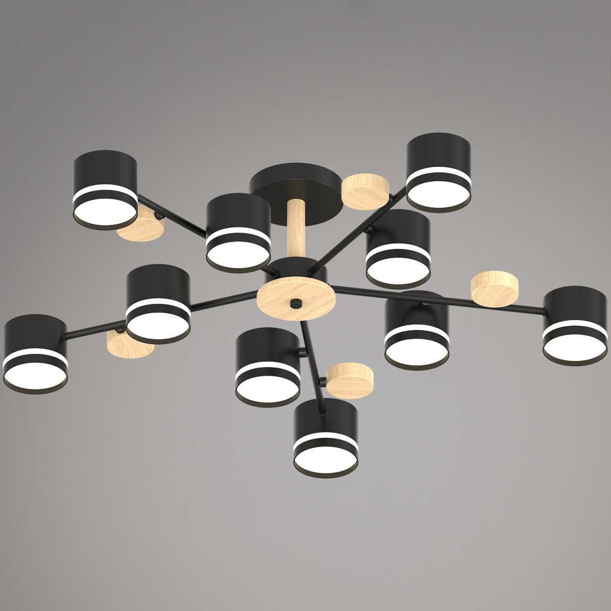 Люстра Reluce 68730-0.3-10 GX53 BK+WOOD